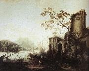 Salvator Rosa Seascape with Towers oil on canvas
